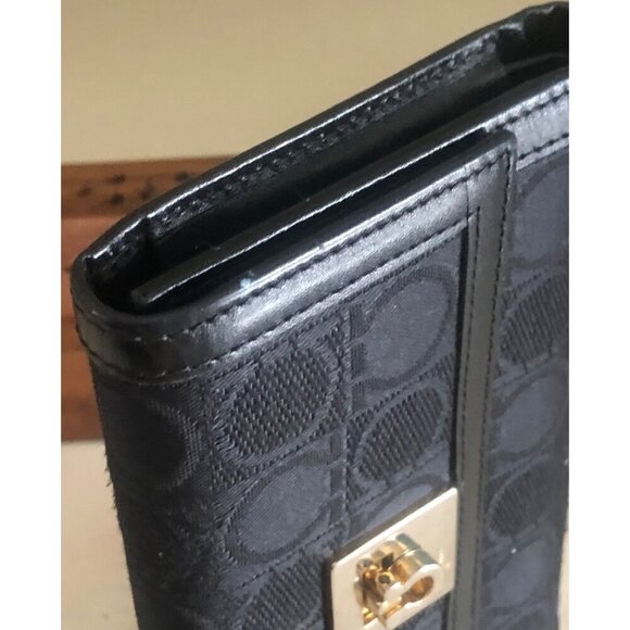 SALVATORE FERRAGAMO Trifold Wallet Gancini Canvas Leather Black - Picture 7 of 16